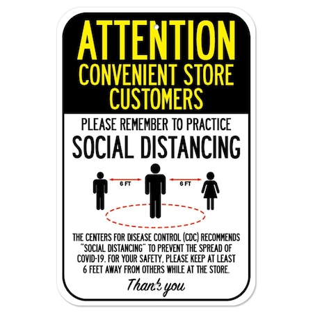 Public Safety Sign-Convenient Store Customers Practice Social Distancing